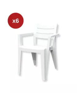 SET 6 SEDIE DA ESTERNO IMPILABILI KETER "JULIE" IN POLIPROPILENE BIANCO EFFETTO LEGNO 61,5X58,5X79 CM